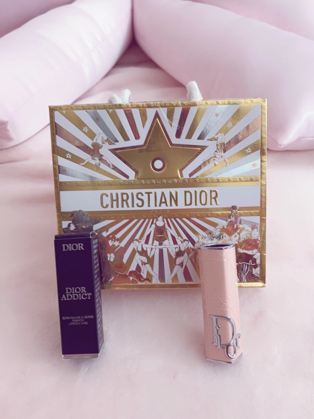 Dior Pink Addict Lipstick case pink cannage
